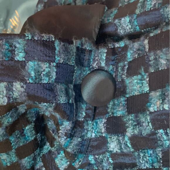 RARE Designer Lily Samii | Blue Checkered Jacket Silk blend jacquard brocade - Picture 5 of 16